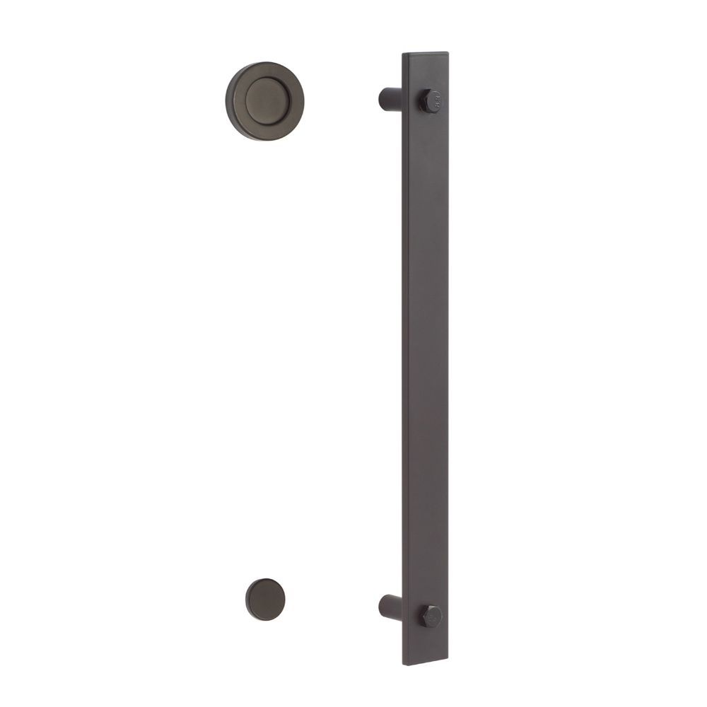 Sure-Loc Hardware BARN-MD FBL Modern Barn Door Handle With Round Pull in Flat Black